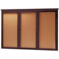 Aarco Aarco Products WBC4872RC 3-Door Enclosed Bulletin Board with Crown Molding - Walnut WBC4872RC